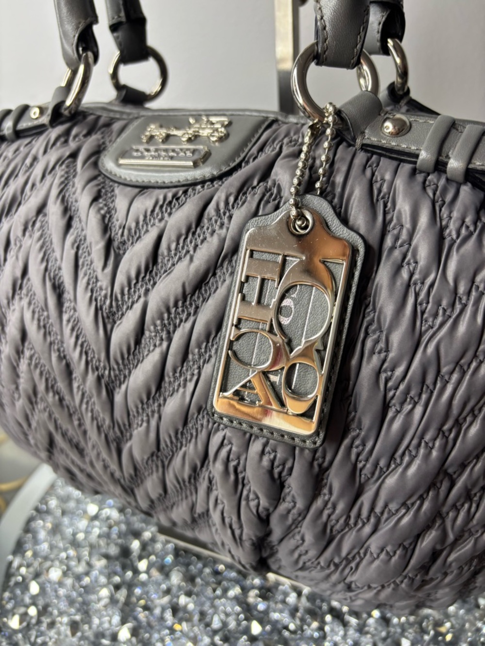 Coach 2011 Madison 70th Anniversary Quilted Chevron Nylon Satchel EUC - Picture 4 of 16